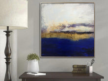 Load image into Gallery viewer, Deep Blue White Gold Abstract Painting Original Artwork Sp023