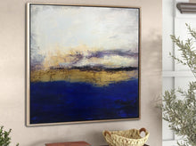 Load image into Gallery viewer, Deep Blue White Gold Abstract Painting Original Artwork Sp023