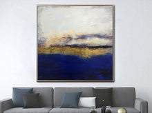 Load image into Gallery viewer, Deep Blue White Gold Abstract Painting Original Artwork Sp023