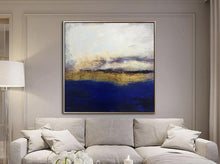 Load image into Gallery viewer, Deep Blue White Gold Abstract Painting Original Artwork Sp023