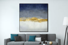 Load image into Gallery viewer, Deep Blue White Gold Minimalist Abstract Painting For Office Sp003