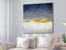 Load image into Gallery viewer, Deep Blue White Gold Minimalist Abstract Painting For Office Sp003