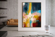 Load image into Gallery viewer, Deep Blue Yellow Pink Painting on Canvas Contemporary Abstract Art Kp081