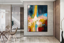 Load image into Gallery viewer, Deep Blue Yellow Pink Painting on Canvas Contemporary Abstract Art Kp081