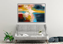 Load image into Gallery viewer, Deep Blue Yellow Pink Painting on Canvas Contemporary Abstract Art Kp081