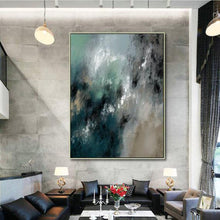 Load image into Gallery viewer, Deep Green Gray Abstract Painting Contemporary Art On Canvas Kp087