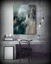 Load image into Gallery viewer, Deep Green Gray Abstract Painting Contemporary Art On Canvas Kp087