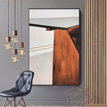 Load image into Gallery viewer, Geometric Brown Acrylic Painting Grey Handmade Color Split Joint Oil Painting Wp006