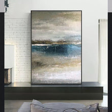 Load image into Gallery viewer, Gold Abstract Painting Modern Abstract Grey Blue Acrylic Painting Wp042