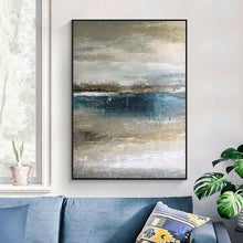Load image into Gallery viewer, Gold Abstract Painting Modern Abstract Grey Blue Acrylic Painting Wp042