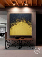 Load image into Gallery viewer, Gold Black Painting Gold Leaf Acrylic Canvas Art for Office Sp012