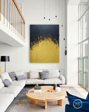 Load image into Gallery viewer, Gold Black Painting Gold Leaf Acrylic Canvas Art for Office Sp012