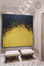Load image into Gallery viewer, Gold Black Painting Gold Leaf Acrylic Canvas Art for Office Sp012