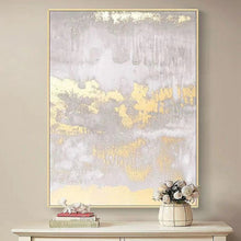 Load image into Gallery viewer, Gold Leaf Art Gray White Abstract Modern Painting Wp062