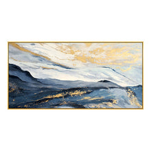 Load image into Gallery viewer, Gold Leaf Painting Navy Blue Snow Mountain Abstract Wall Art Wp061