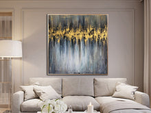 Load image into Gallery viewer, Gray Abstract Painting Gold Leaf Art Original Office Decor Contemporary Art Sp032