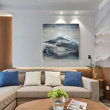 Load image into Gallery viewer, Gray Abstract Painting Landscape Blue Black Mountain Painting Wp022