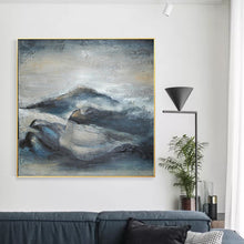 Load image into Gallery viewer, Gray Abstract Painting Landscape Blue Black Mountain Painting Wp022
