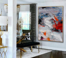 Load image into Gallery viewer, Gray Purple Red Hand Painted Acrylic Painting on Canvas Wp068