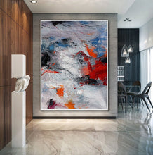 Load image into Gallery viewer, Gray Purple Red Hand Painted Acrylic Painting on Canvas Wp068