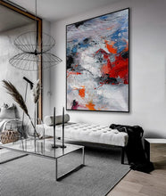 Load image into Gallery viewer, Gray Purple Red Hand Painted Acrylic Painting on Canvas Wp068
