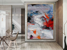 Load image into Gallery viewer, Gray Purple Red Hand Painted Acrylic Painting on Canvas Wp068