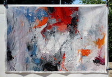 Load image into Gallery viewer, Gray Purple Red Hand Painted Acrylic Painting on Canvas Wp068