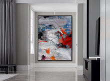 Load image into Gallery viewer, Gray Purple Red Hand Painted Acrylic Painting on Canvas Wp068