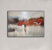 Load image into Gallery viewer, Gray Red White Textured Painting Oversized Abstract Art Wp044