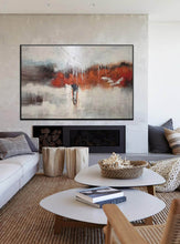 Load image into Gallery viewer, Gray Red White Textured Painting Oversized Abstract Art Wp044