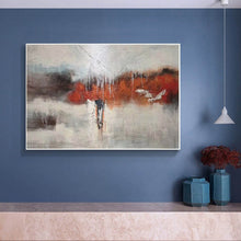 Load image into Gallery viewer, Gray Red White Textured Painting Oversized Abstract Art Wp044
