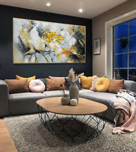 Load image into Gallery viewer, Gray Yellow Textured Acrylic Abstract Painting On Canvas Sp099