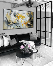 Load image into Gallery viewer, Gray Yellow Textured Acrylic Abstract Painting On Canvas Sp099