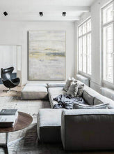 Load image into Gallery viewer, Gray Yellow Textured Painting Oversized Abstract Art Wp045