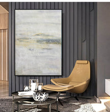 Load image into Gallery viewer, Gray Yellow Textured Painting Oversized Abstract Art Wp045