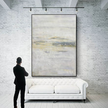 Load image into Gallery viewer, Gray Yellow Textured Painting Oversized Abstract Art Wp045