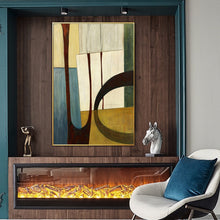 Load image into Gallery viewer, Green Abstract Canvas Art Geometric Blue Painting Acrylic Canvas Painting Wp074