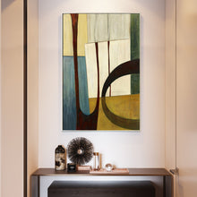 Load image into Gallery viewer, Green Abstract Canvas Art Geometric Blue Painting Acrylic Canvas Painting Wp074