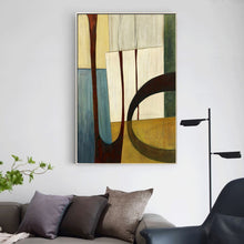 Load image into Gallery viewer, Green Abstract Canvas Art Geometric Blue Painting Acrylic Canvas Painting Wp074