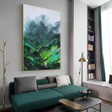 Load image into Gallery viewer, Green Abstract Painting Palette Knife Painting Heavy Textured Painting Wp076
