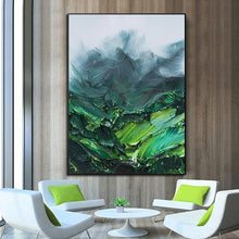 Load image into Gallery viewer, Green Abstract Painting Palette Knife Painting Heavy Textured Painting Wp076