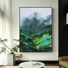 Load image into Gallery viewer, Green Abstract Painting Palette Knife Painting Heavy Textured Painting Wp076