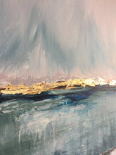 Load image into Gallery viewer, Grey Gold Leaf Wall Art Large Abstract Landscape Painting Sp043