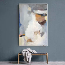 Load image into Gallery viewer, Grey White Abstract Painting Brown Canvas Painting Wp018