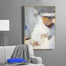 Load image into Gallery viewer, Grey White Abstract Painting Brown Canvas Painting Wp018
