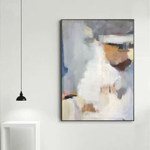 Load image into Gallery viewer, Grey White Abstract Painting Brown Canvas Painting Wp018