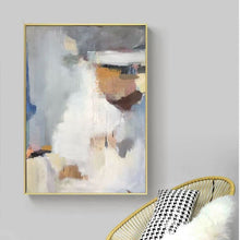 Load image into Gallery viewer, Grey White Abstract Painting Brown Canvas Painting Wp018