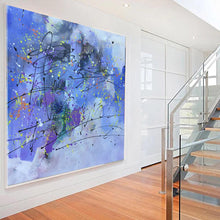 Load image into Gallery viewer, Jackson Pollock style Blue Abstract Painting Living Room Wp027