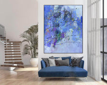 Load image into Gallery viewer, Jackson Pollock style Blue Abstract Painting Living Room Wp027