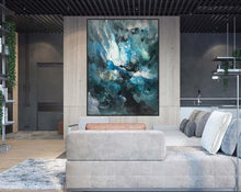 Load image into Gallery viewer, Large Blue Abstract Painting Modern Office Wall Art Original Artwork Kp126